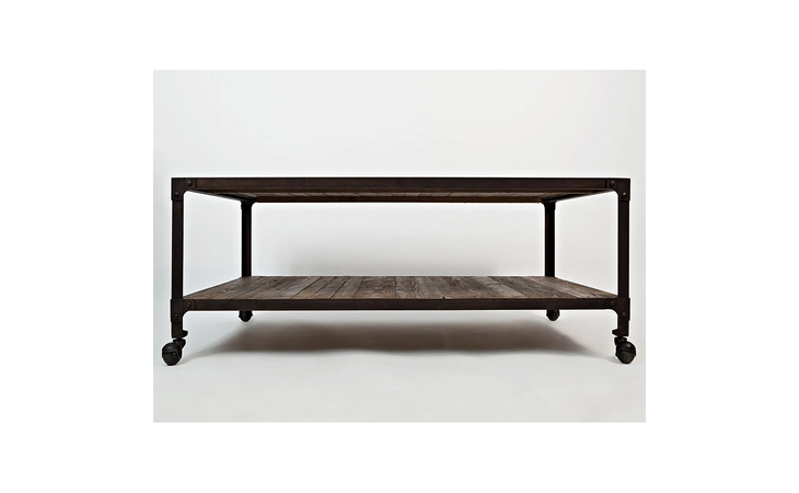 1540-1 FRANKLIN FORGE COLLECTION INDUSTRIAL COFFEE TABLE W SHELF- CASTERED