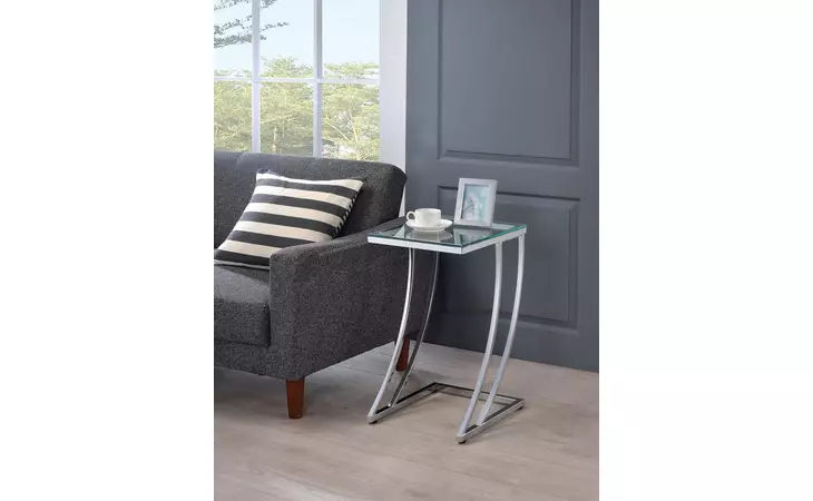 900082  RECTANGULAR TOP ACCENT TABLE CHROME AND CLEAR