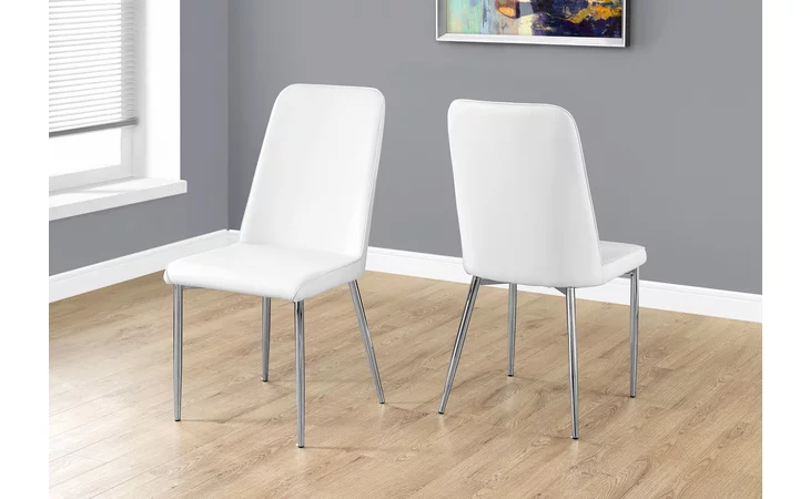 I1033  DINING CHAIR - 2PCS - 37 H - WHITE LEATHER-LOOK - CHROME