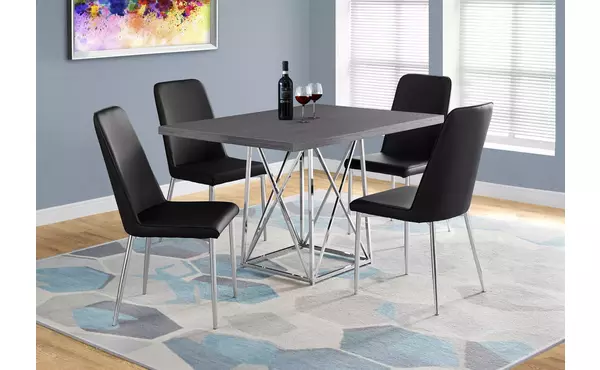 dining table - 36 x 48  - grey - chrome metal by monarch specialties