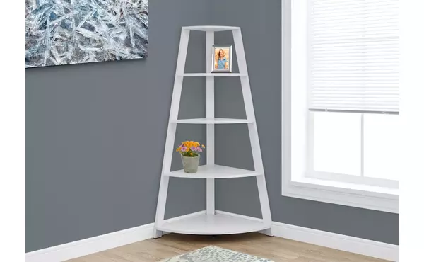 bookcase - 60 h - white corner accent etagere by monarch specialties