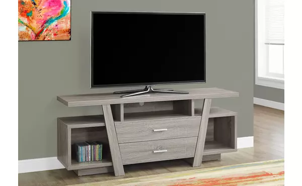 tv stand - 60 l - dark taupe with 2 storage drawers by monarch specialties