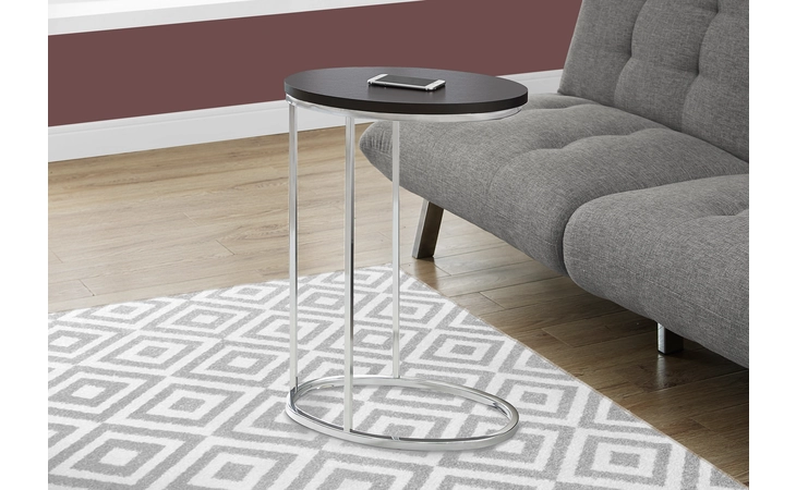I3242  ACCENT TABLE - OVAL - ESPRESSO WITH CHROME METAL