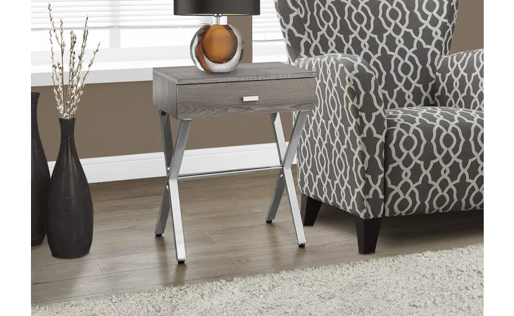 I3263
  ACCENT TABLE - 24 H - DARK TAUPE - CHROME METAL
