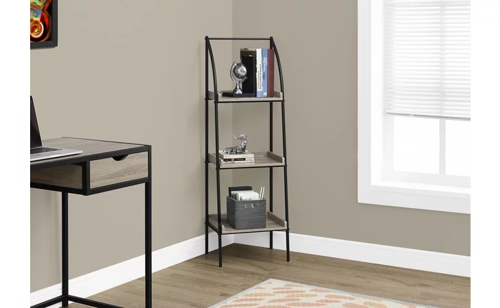 I7228 BOOKCASE - 48 H - DARK TAUPE - BLACK METAL MONARCH SPECIALTIES  I7228