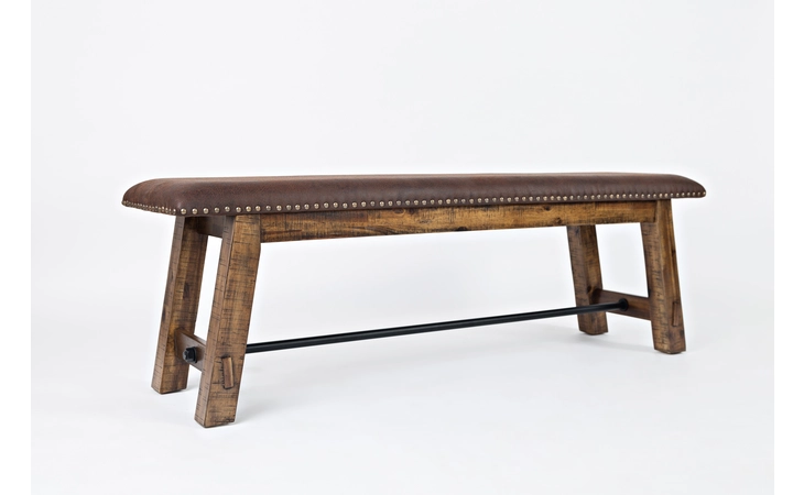 1511-56KD CANNON VALLEY COLLECTION TRESTLE BENCH W/UPH SEAT CANNON VALLEY COLLECTION