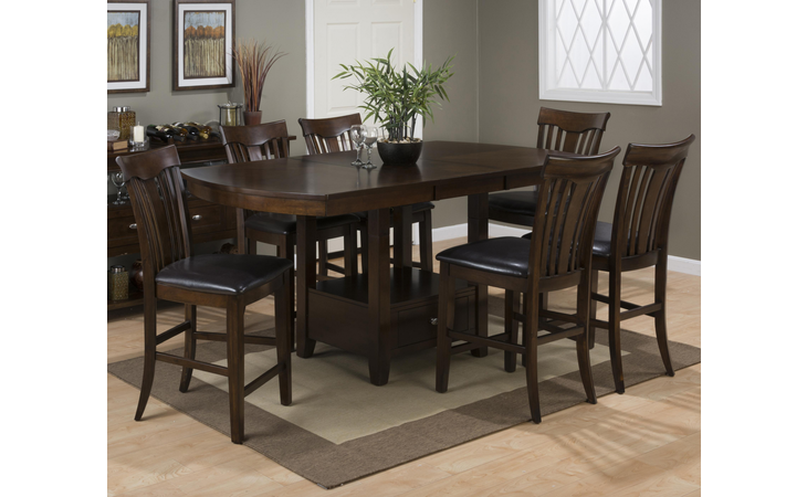 836-78T MIRANDELA BIRCH FINISH DINING COUNTER HEIGHT TABLE TOP WITH SHAPED ENDS AND EXTENSION LEAF