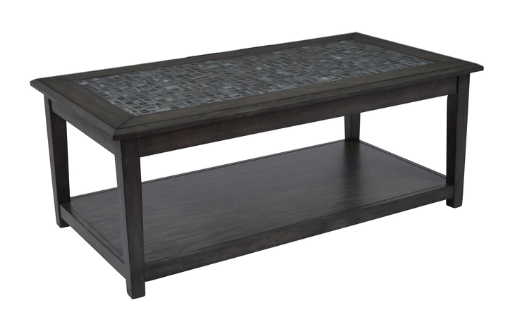 1798-1 GREY MOSAIC COLLECTION COFFEE TABLE W/SHELF- CASTERED GREY MOSAIC COLLECTION