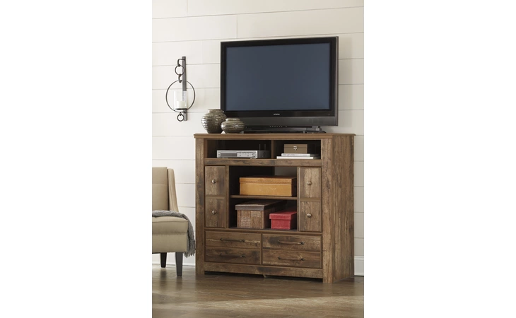 B224-49 Blaneville - Brown MEDIA CHEST W FIREPLACE OPTION
