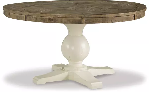 grindleburg white/light brown round dining room table top by ashley