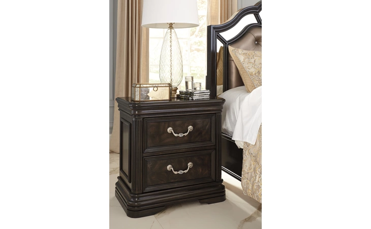 B728-92 QUINSHIRE - DARK BROWN TWO DRAWER NIGHT STAND QUINSHIRE DARK BROWN