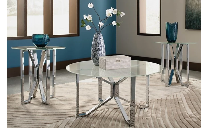 T320-13 TANGELINE OCCASIONAL TABLE SET (3 CN) TANGELINE BRUSHED NICKEL FINISH