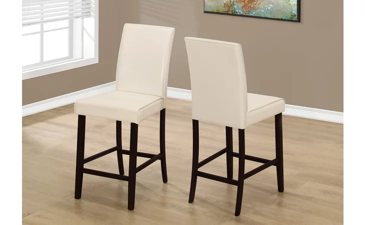 I1903  DINING CHAIR - 2PCS / IVORY LEATHER-LOOK COUNTER HEIGHT
