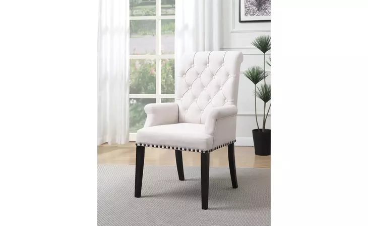 107283  PHELPS UPHOLSTERED ARM CHAIR BEIGE AND SMOKEY BLACK
