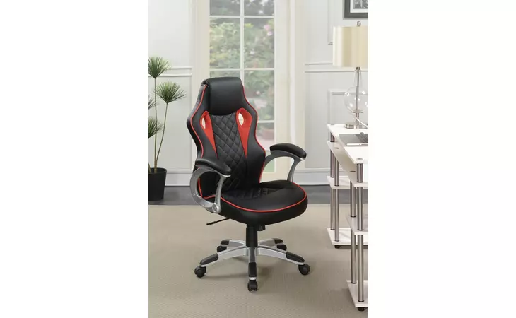 801497  UPHOLSTERED OFFICE CHAIR BLACK AND RED
