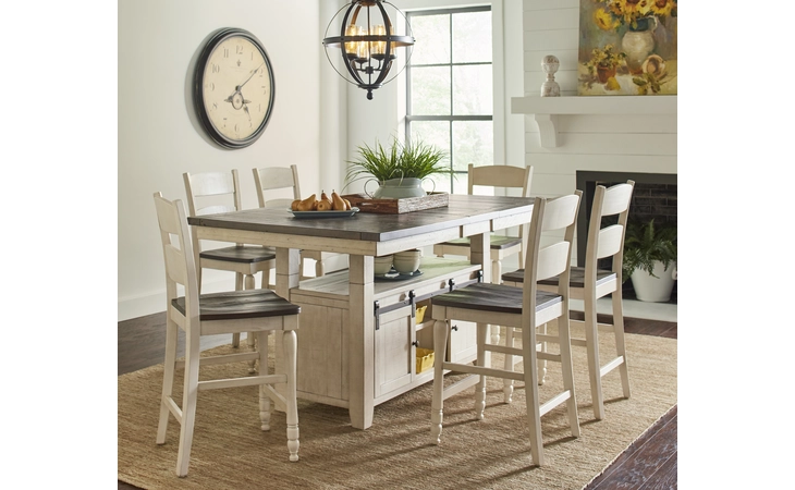1706-72B MADISON COUNTY COLLECTION HIGH/LOW DINING TABLE BASE W/BARN DOOR STORAGE MADISON COUNTY COLLECTION