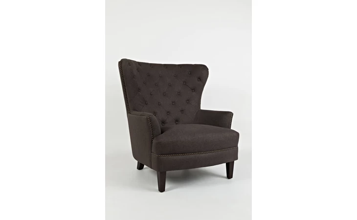 CONNER-CH-CHARCOAL CONNER CHAIR LARGE SCALE WING BACK CHAIR W BUTTON TUFTING, ARABICA FINISH LEG

FEATURES: HIGH DENSITY FOAM; WEBBED SEAT; NAILHEAD TRIM: ATTACHED SEAT CUSHION