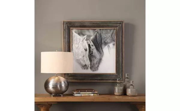 custom black and white horses framed print by uttermost