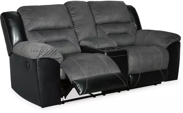 Earhart DBL REC LOVESEAT W/CONSOLE ASHLEY FURNITURE Slate 2910294