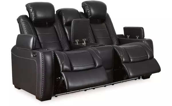 party time midnight pwr rec loveseat/con/adj hdrst by ashley