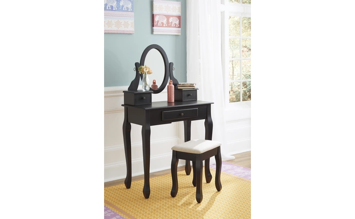 VANITY/MIRROR/STOOL (3/CN) ASHLEY Huey Vineyard Black B128-122