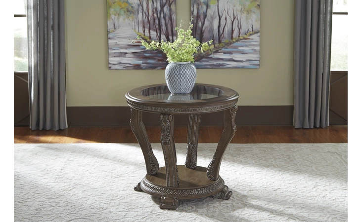 T713-6 Charmond - Brown ROUND END TABLE CHARMOND BROWN