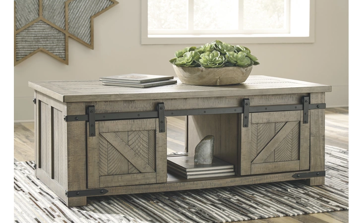 T837-1 Aldwin - Gray COFFEE TABLE WITH STORAGE