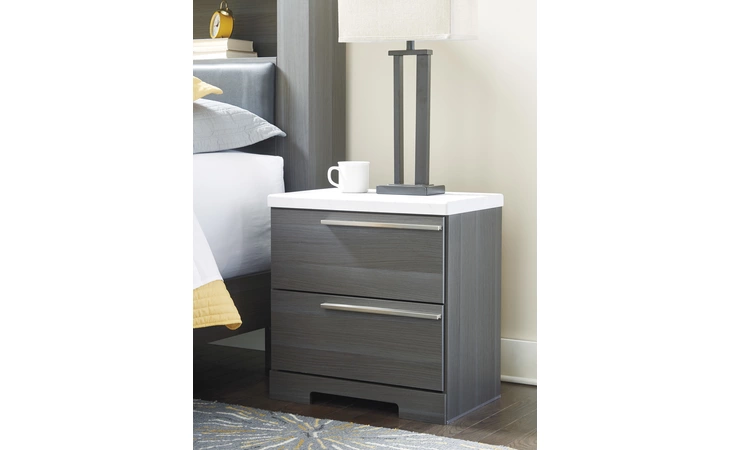 B329-92 Foxvale - Gray/White TWO DRAWER NIGHT STAND FOXVALE