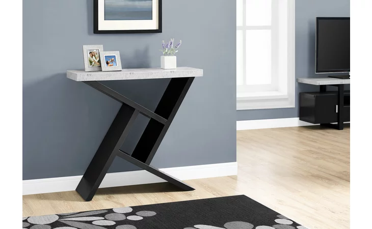 I2406  ACCENT TABLE - 36 L - BLACK - CEMENT-LOOK HALL CONSOLE
