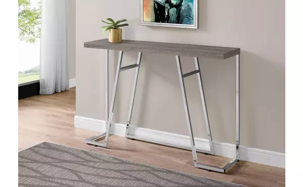accent table - 48 l - dark taupe - chrome metal by monarch specialties