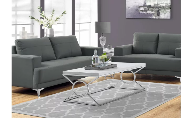 I3400
  COFFEE TABLE - GLOSSY WHITE WITH CHROME METAL