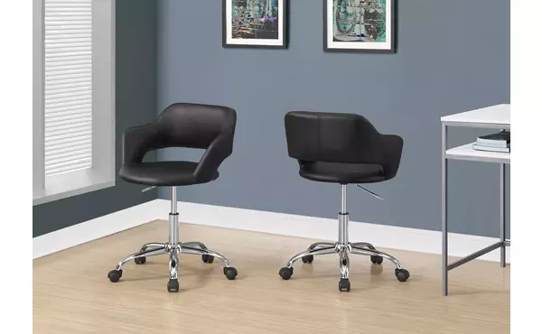 office chair - black - chrome metal hydraulic lift base by monarch specialties