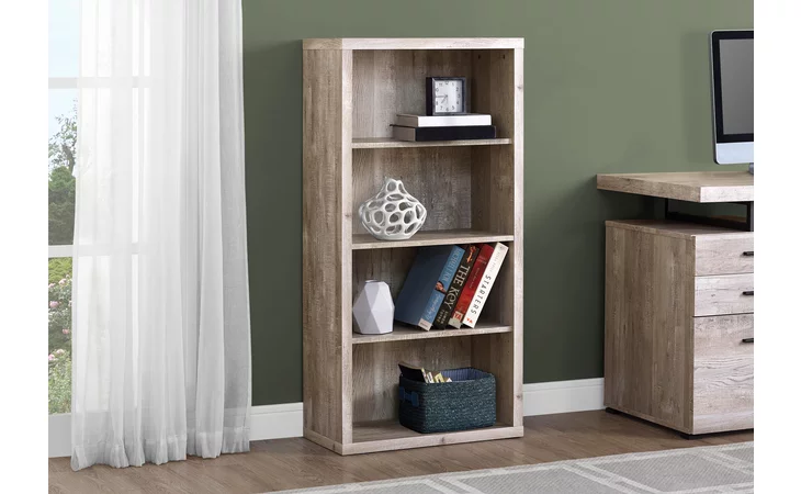 I7406 BOOKCASE - 48 H - TAUPE RECLAIMED WOOD-LOOK- ADJ. SHELVES MONARCH SPECIALTIES  I7406