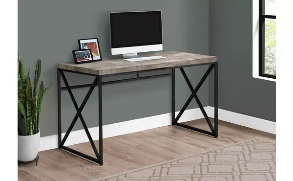 computer desk - 48 l - taupe reclaimed wood - black metal by monarch specialties