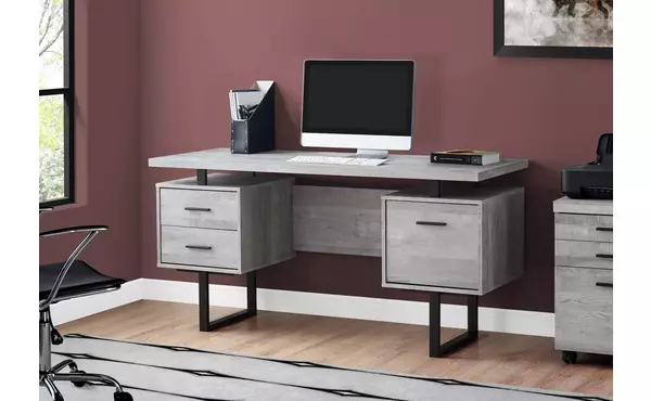 computer desk - 60 l - grey reclaimed wood - black metal by monarch specialties