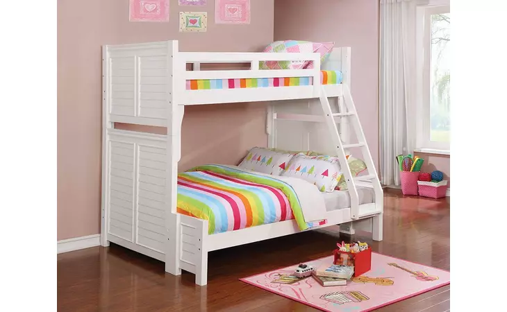461101  EDITH COTTAGE WHITE TWIN-OVER-FULL BUNK BED