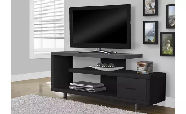 tv stand - 60 l - black - grey top with 1 drawer by monarch specialties