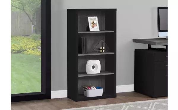 bookcase - 48 h - black - grey with adjustable shelves by monarch specialties