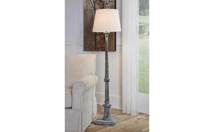 L328601 Zimba - Antique Gray WOOD FLOOR LAMP (1/CN)/ZIMBA