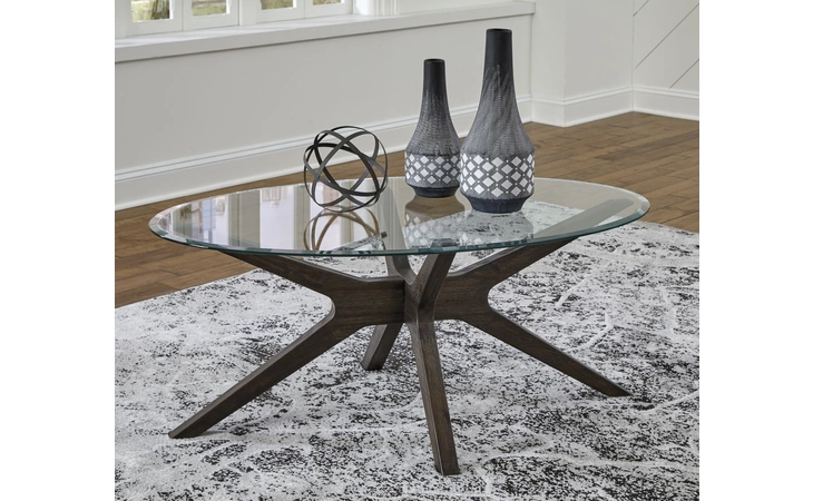 T348-0 Zannory - Grayish Brown OVAL COFFEE TABLE ZANNORY