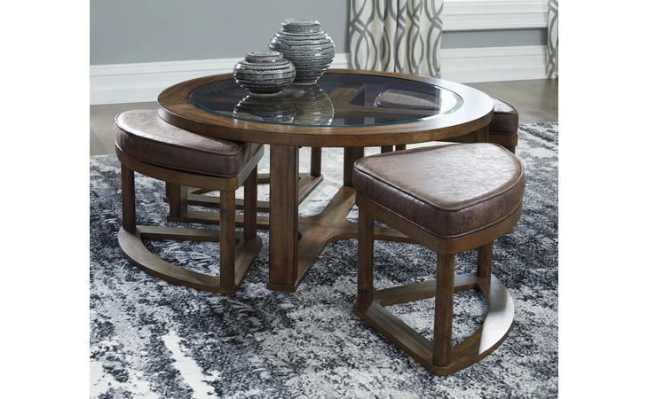 T725-8 Hannery - Brown COCKTAIL TBL W 4 STOOLS (5 CN)