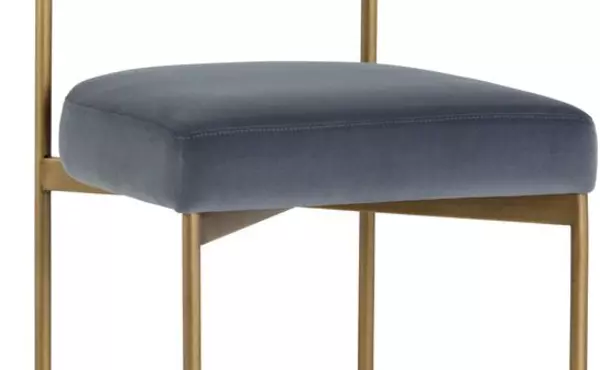 seneca  seneca dining chair - antique brass - velvet slate by sunpan