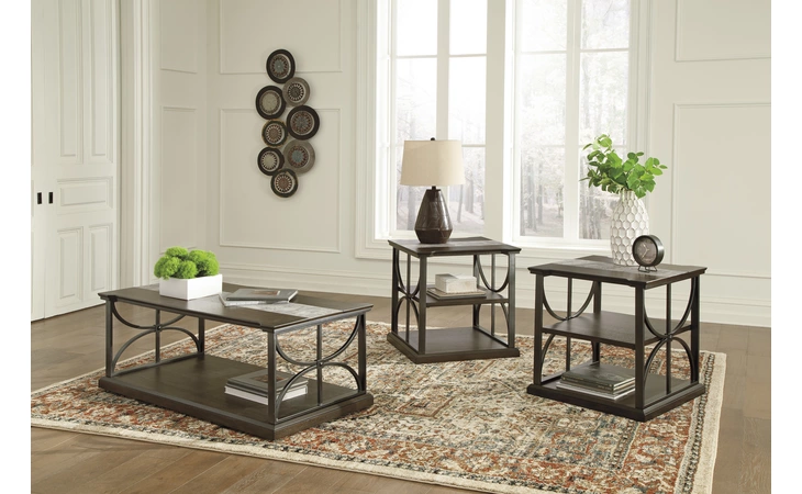 T196-13 Carisbry - Brown/Gray OCCASIONAL TABLE SET (3/CN)