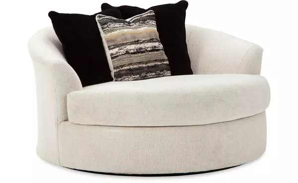 cambri snow oversized round swivel chair by ashley