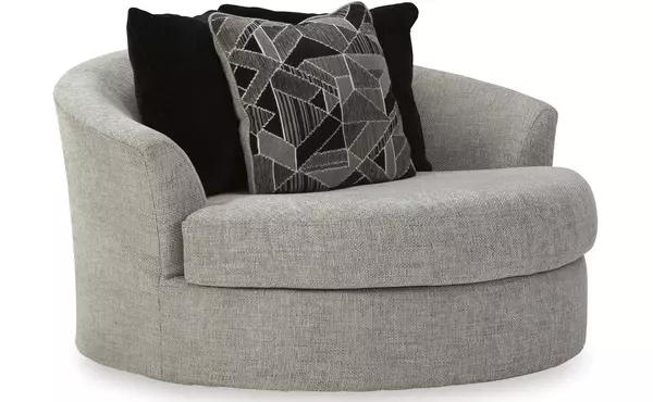 megginson storm oversized round swivel chair by ashley