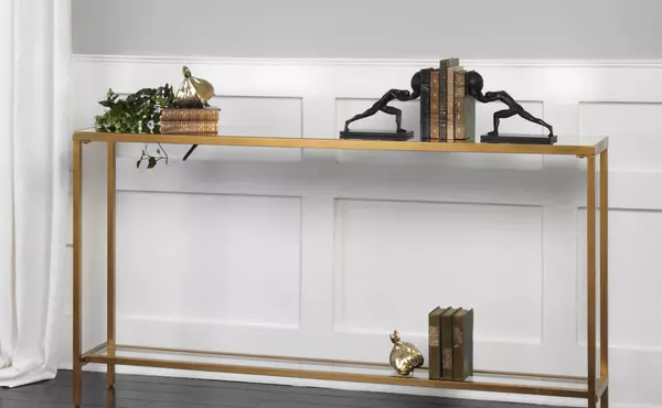 hayley console table, gold by uttermost