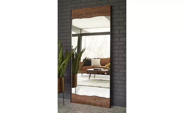 panchali brown/black floor mirror by ashley