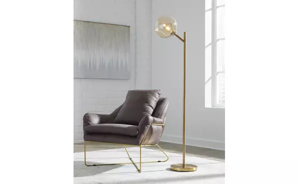 abanson amber/gold finish metal floor lamp (1/cn) by ashley