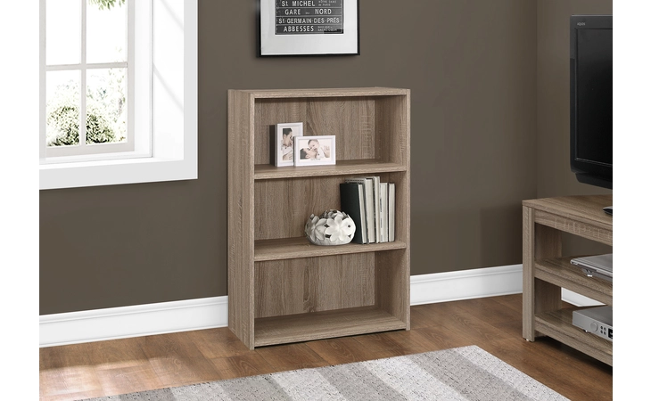 I7477  BOOKCASE - 36 H - DARK TAUPE WITH 3 SHELVES