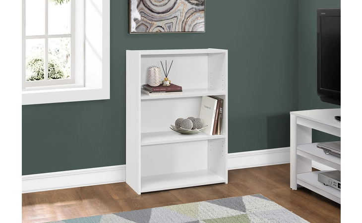 I7479  BOOKCASE - 36 H - WHITE WITH 3 SHELVES
